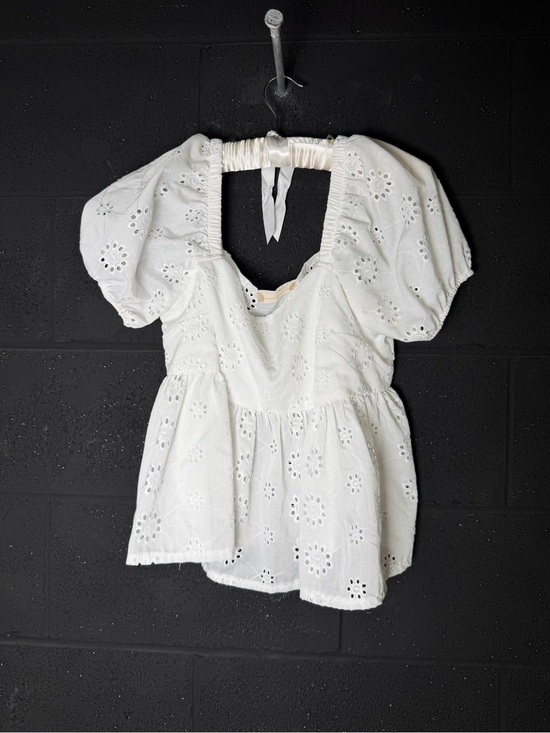 Altar'd State Tops - Babydoll Style- Altar'd State White Eyelet Peasant Puff Sleeve Top Medium